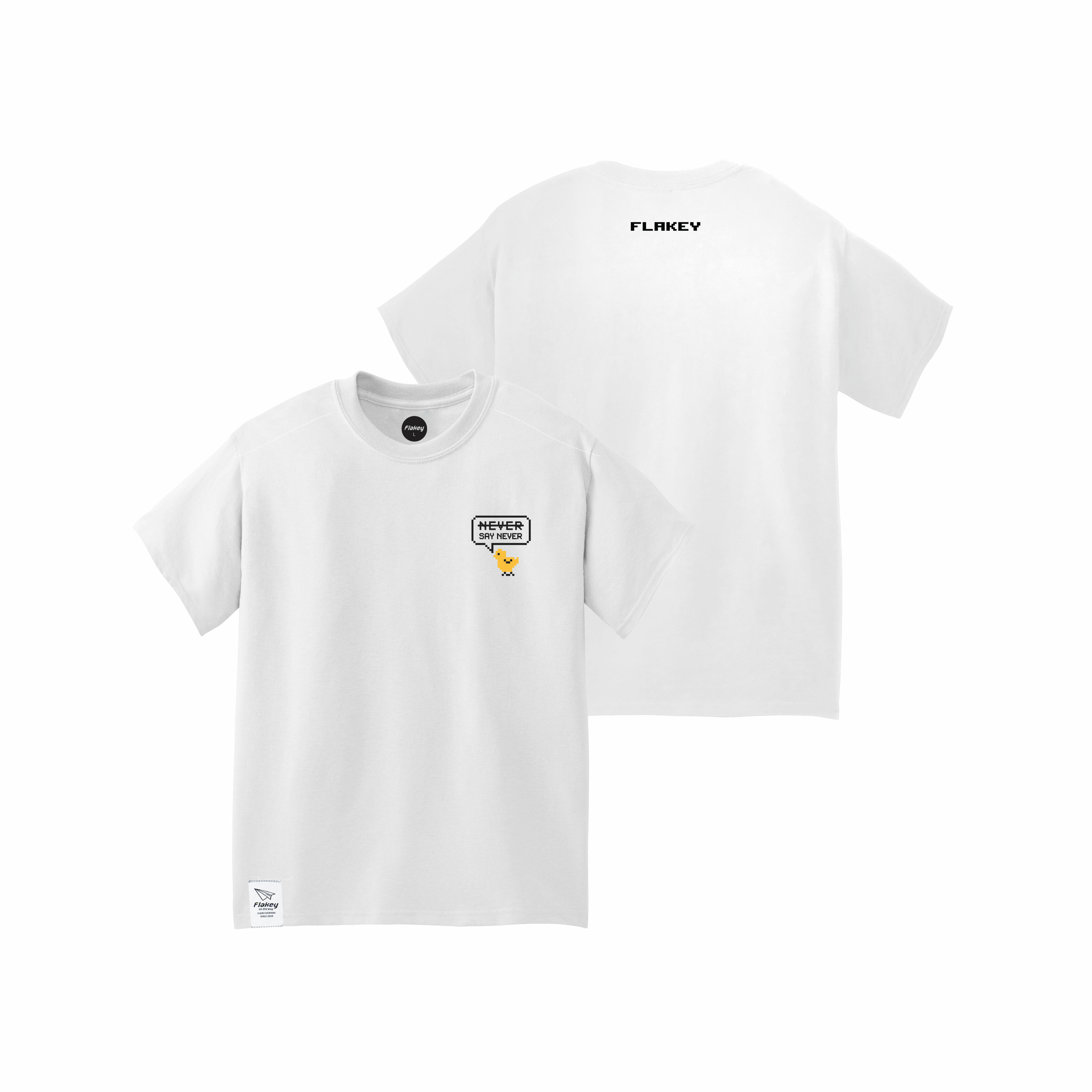 NEVER CHICKEN Tee ( 白 : Kids Size 120 -140 )