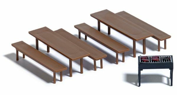 Busch 7782 HO規 Beer Tent Furniture and Grill 烤肉架與桌椅