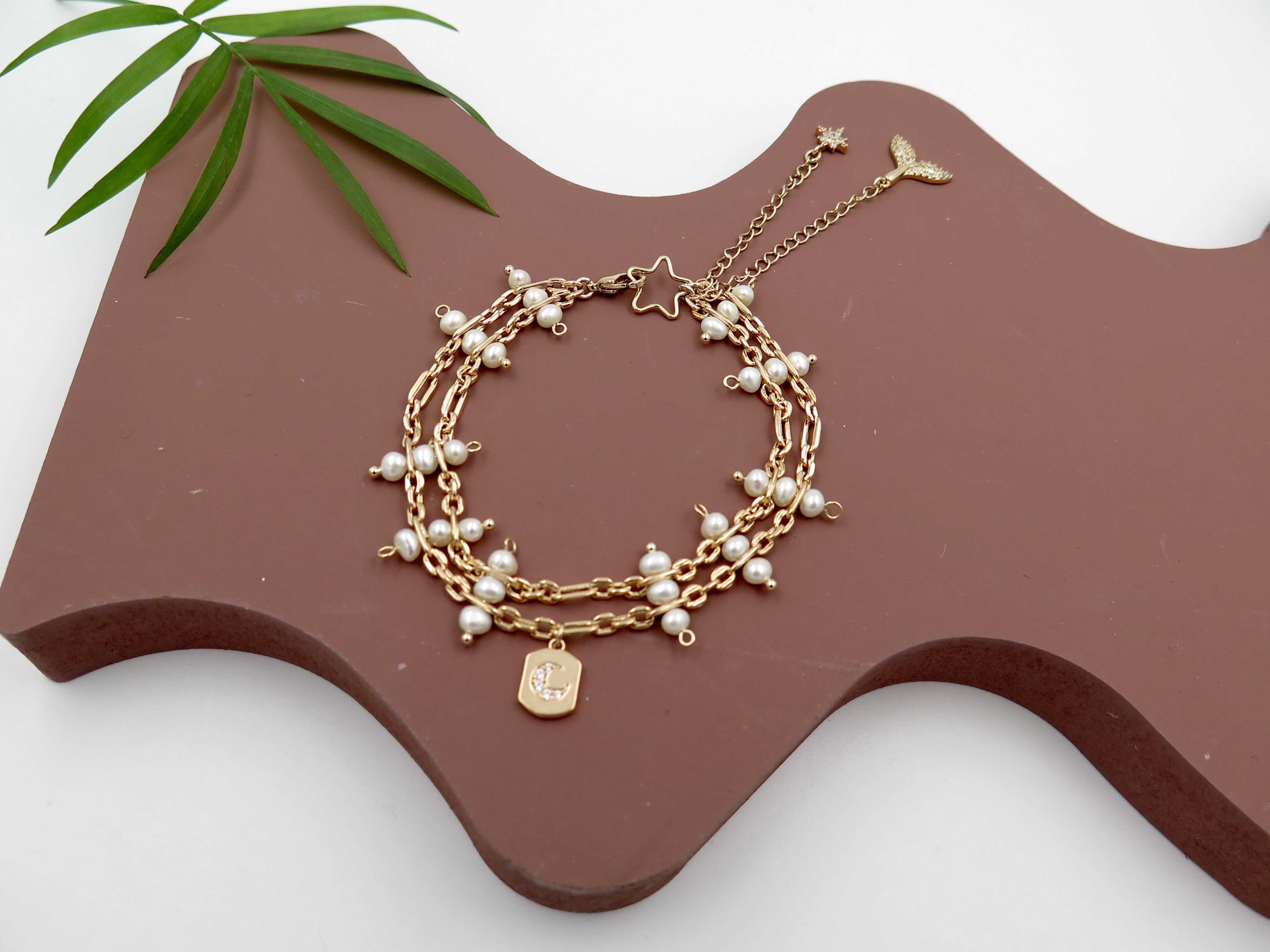 COLE COOL mini pearl double chain bracelet present for her