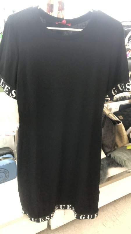 [S] GUESS SS BREA LOGO TAPE DRESS, BLACK, Q1PK07R2Q42-JET BLACK [FINAL SALE] (SGU130)