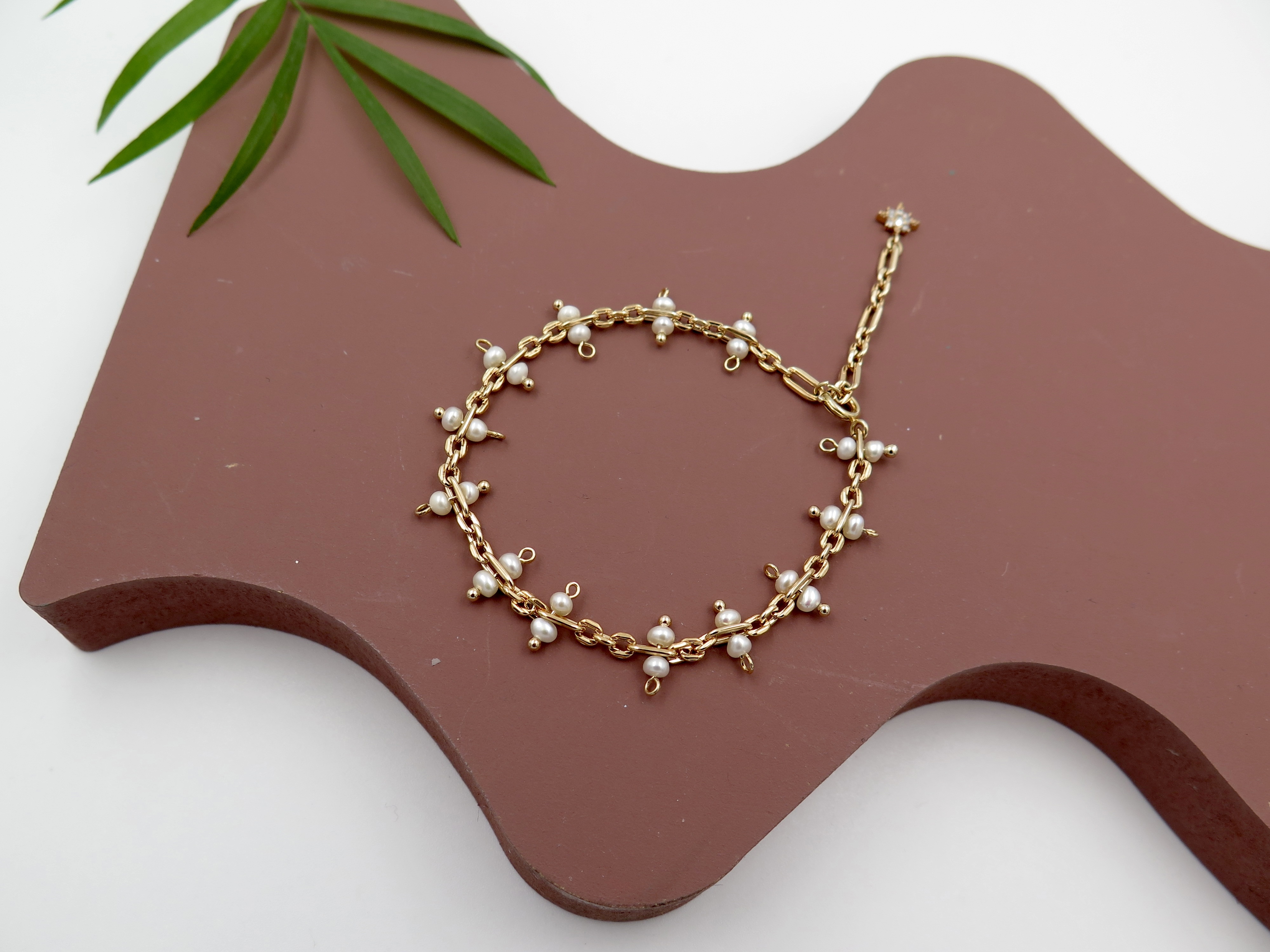 COLE COOL simple mini pearl bracelet Chain on Chain series present for her
