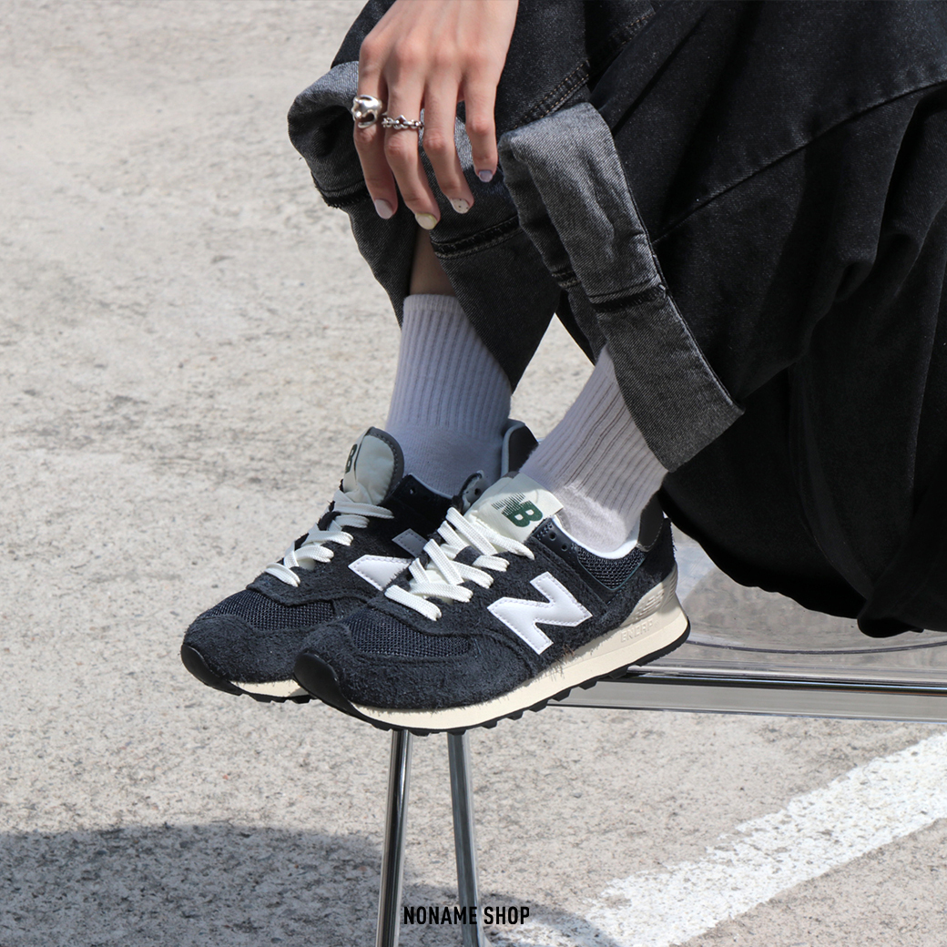 NEW BALANCE NB 574 麂皮 反光 IU同款 深藍灰 (男/女款)