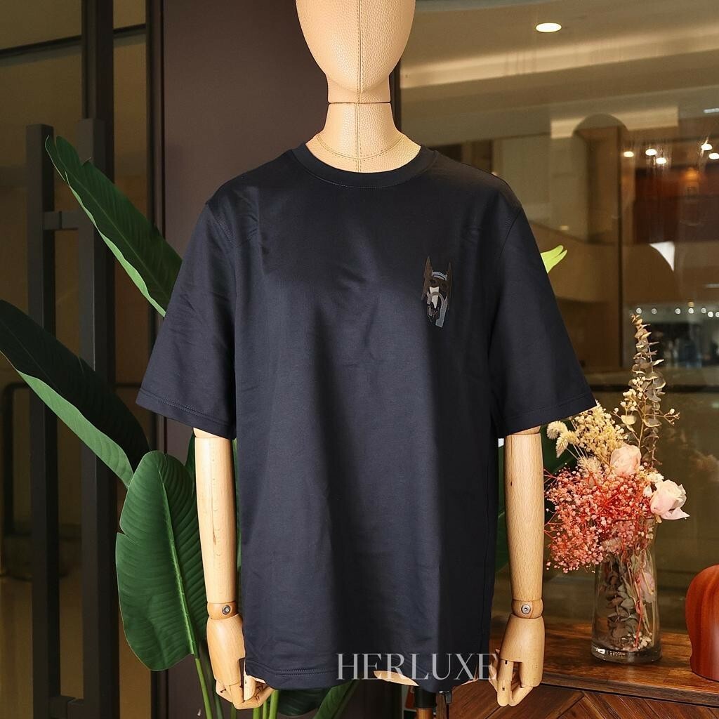 T-shirt mini patch cuir 01 marine S