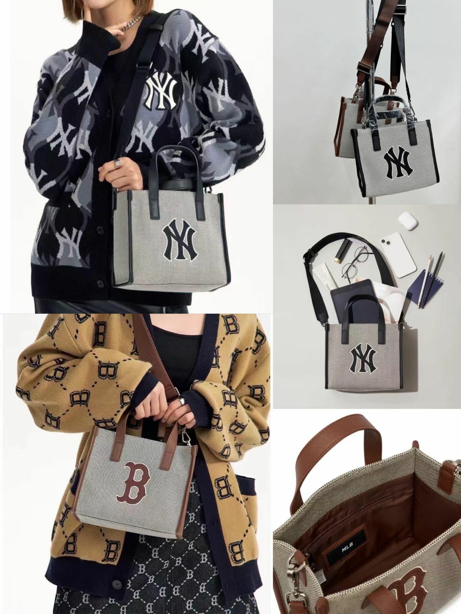 🆕2022新品入荷‼️ 推薦🛎限定韓版🇰🇷✨新款MLB拼色Logo兩用袋