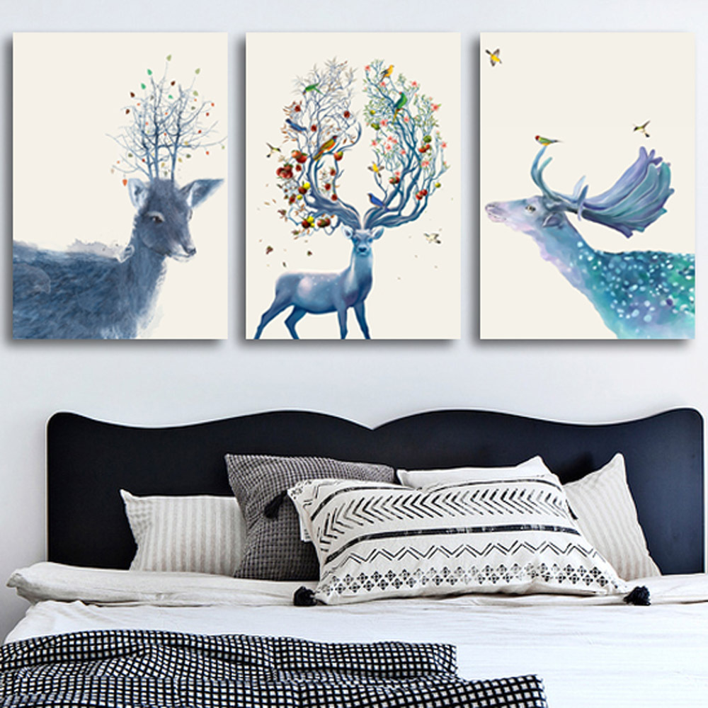 北歐繽紛麋鹿無框掛畫