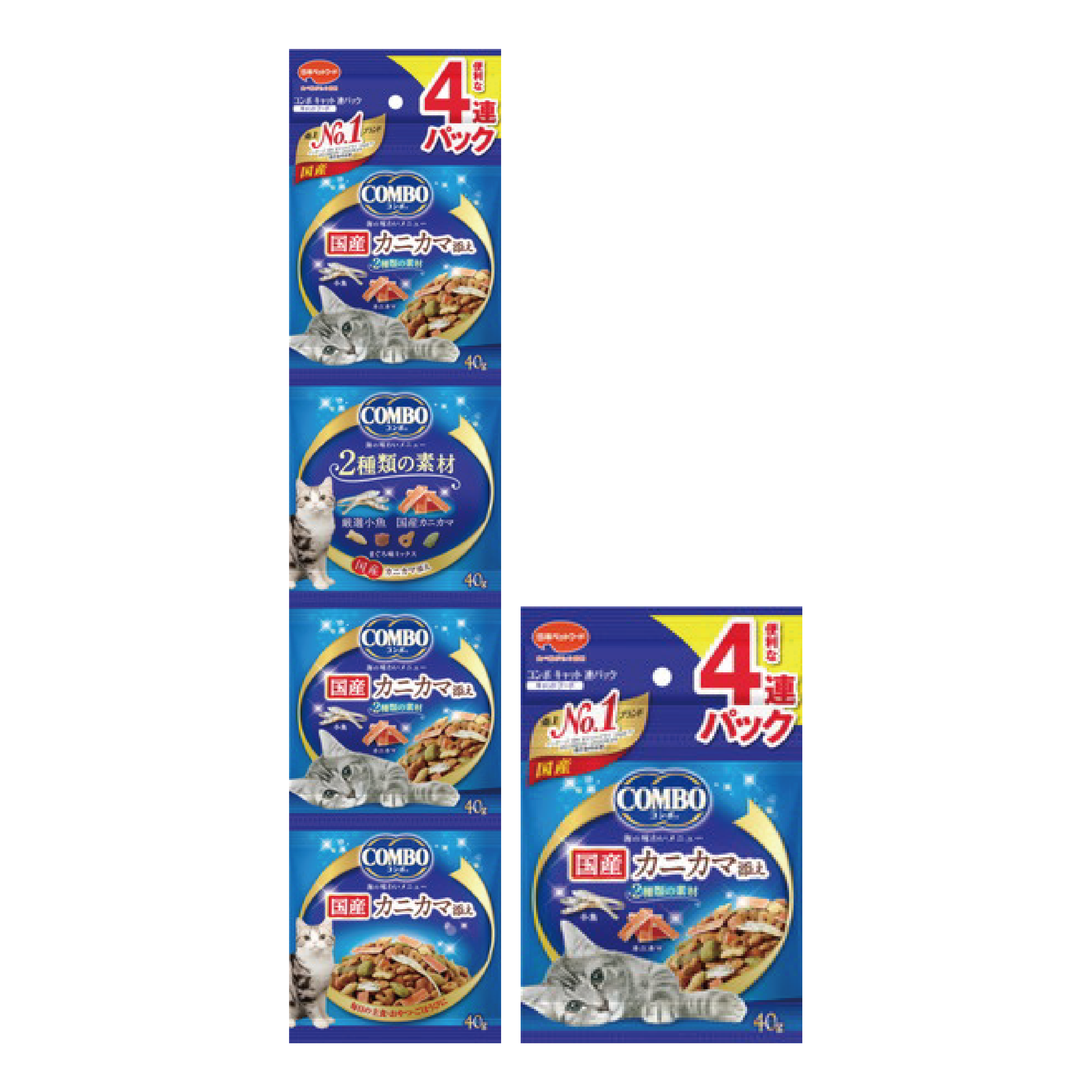 Combo｜4 連包貓咪海洋口味餅干- 添加蟹柳片 (40gX4袋) CMO-2106