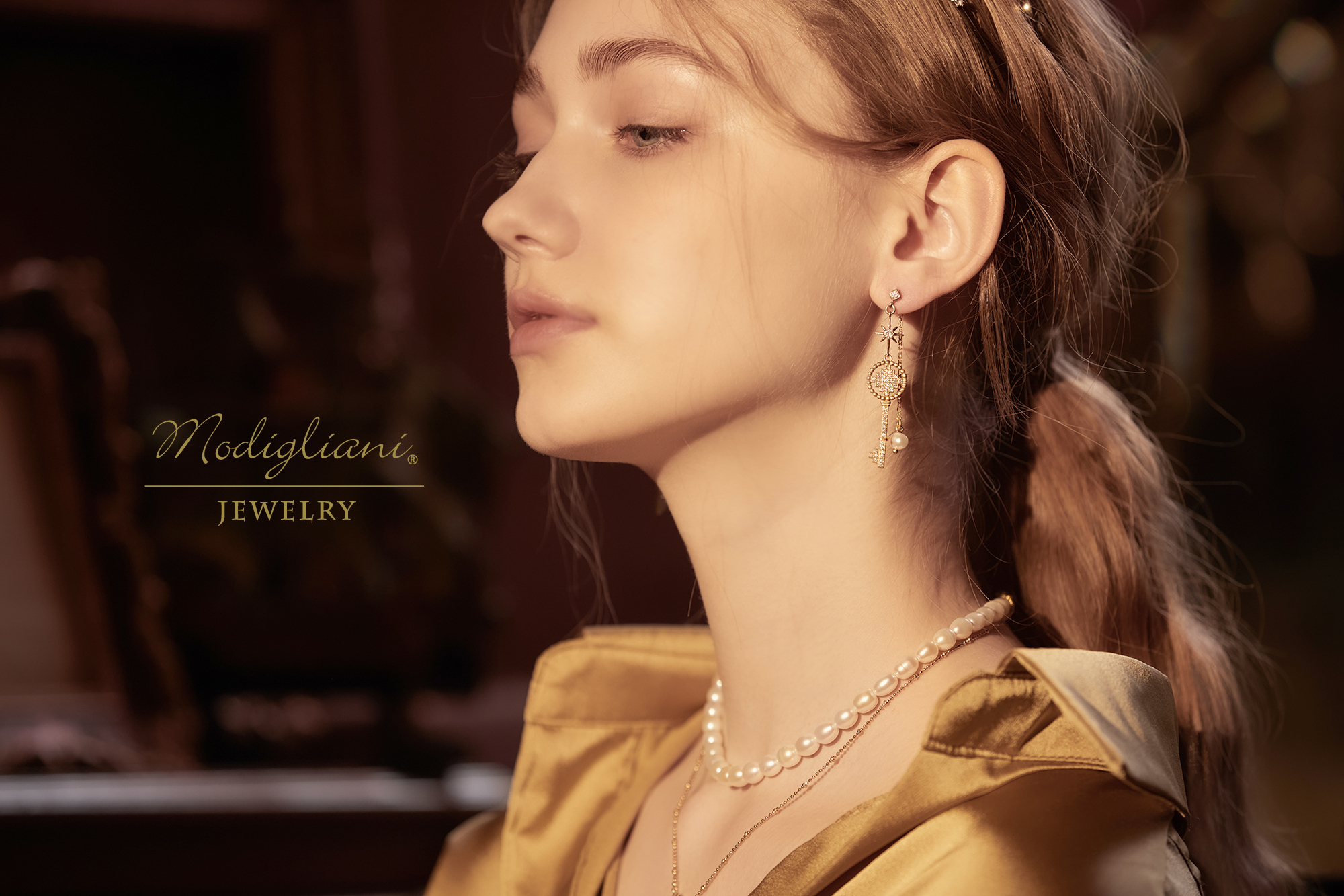 黃銅飾品, 耳環, 飾品, 黃銅, 鋯石,珍珠,天然珍珠,兩戴式耳環,氣質,鑰匙