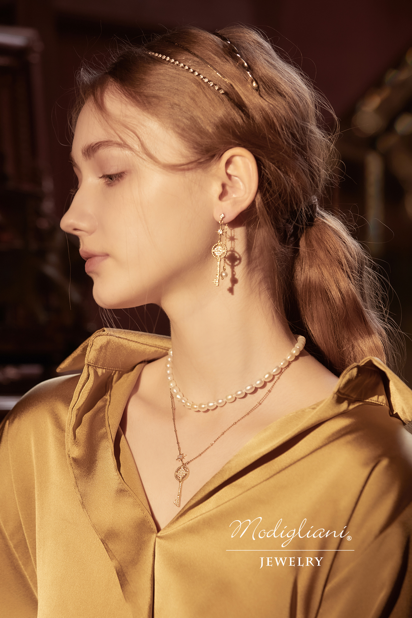 黃銅飾品, 耳環, 飾品, 黃銅, 鋯石,珍珠,天然珍珠,兩戴式耳環,氣質,鑰匙