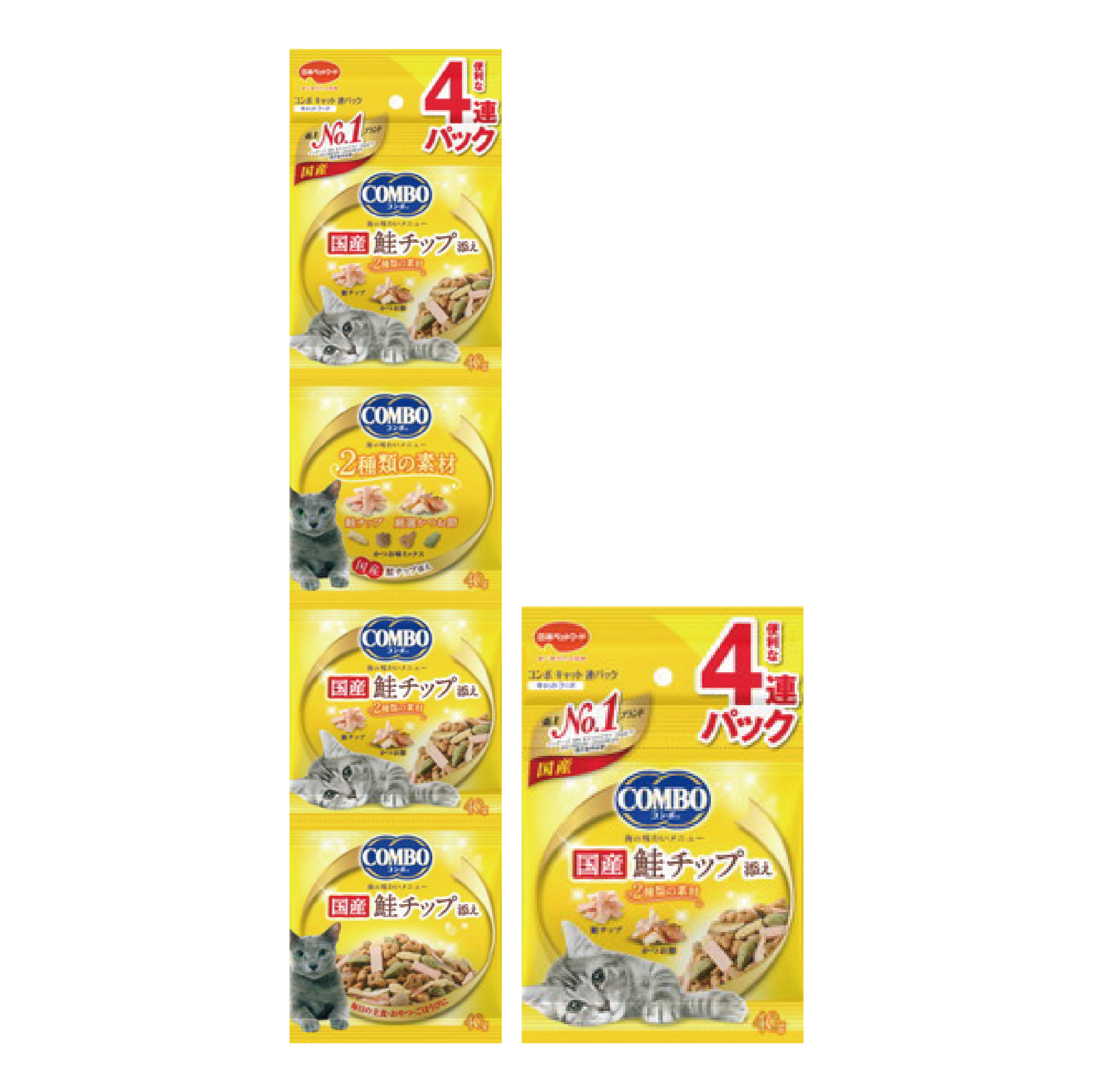 Combo｜4 連包貓咪海洋口味餅干-添加三文魚片 (40gX4袋) CMO-3189