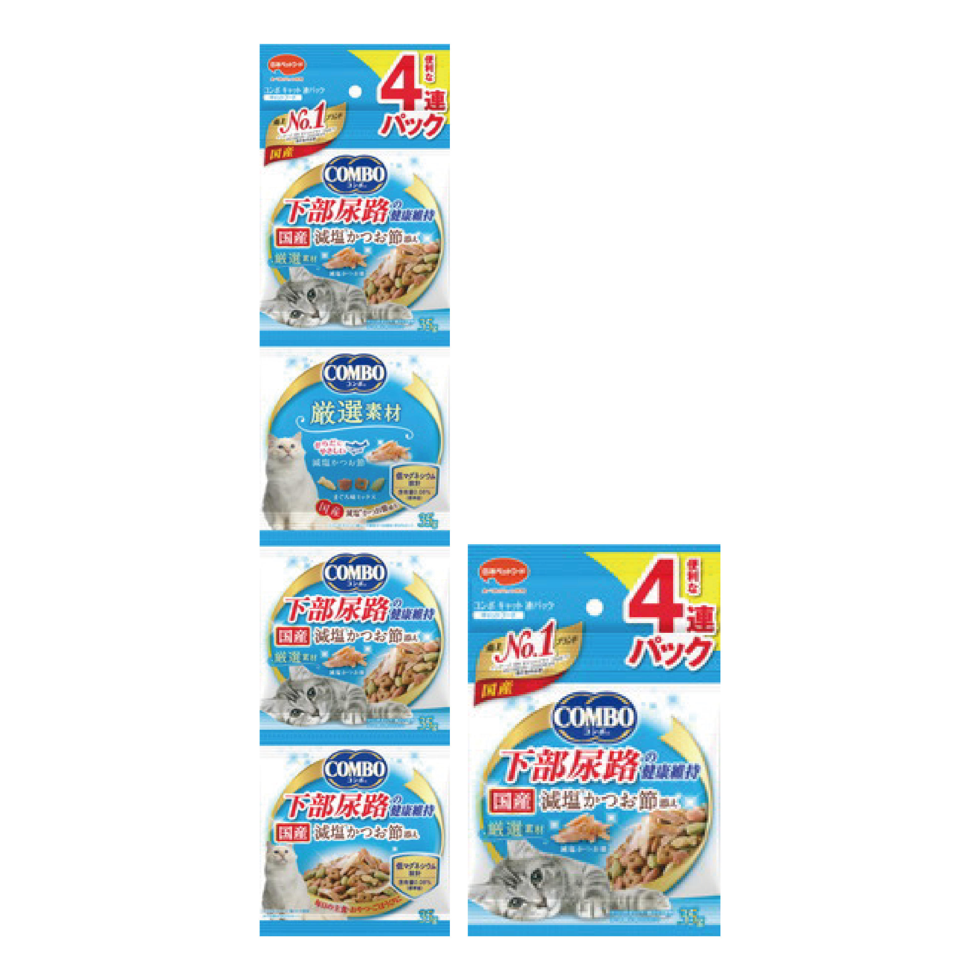 Combo｜4 連包貓咪下部尿道保健餅干-添加減鹽鰹魚片 (40gX4袋) CMO-3677