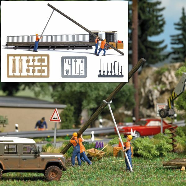 Busch 7835 HO規 Mastaufsteller 電線杆施工人員