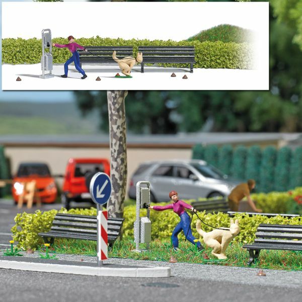 Busch 7851 HO規 Hundetoilette 遛狗中上廁所的狗