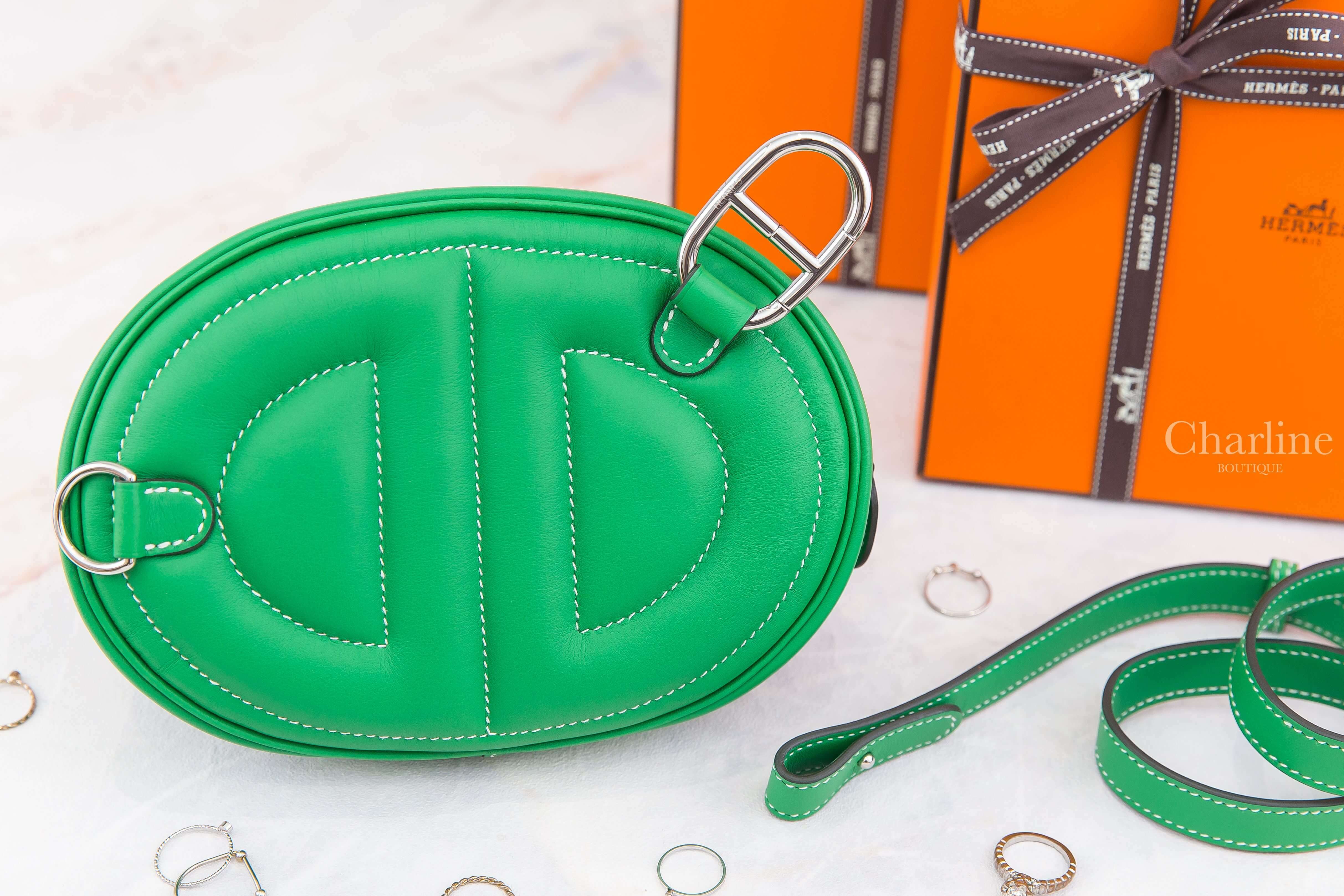 Hermès In The Loop 1K Bamboo / T0 Bleu Brume Swift Y刻竹子綠拼霧藜藍內裡銀釦-Charline Boutique 精品代購