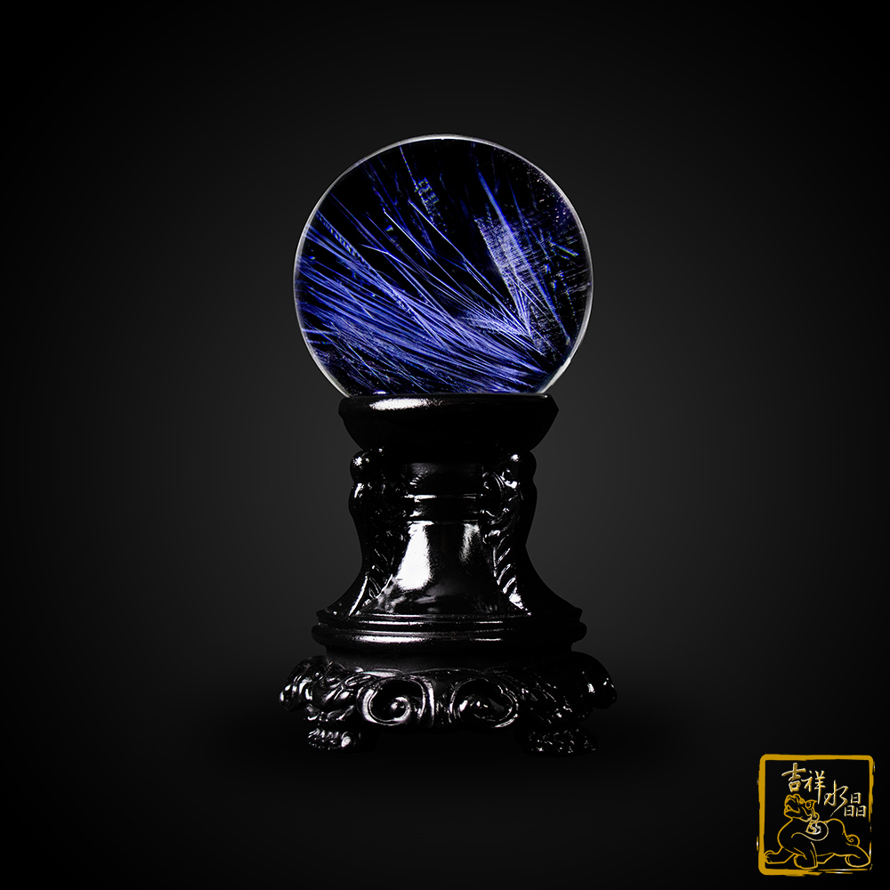 藍針全美白水晶球 6.6cm 提升運勢