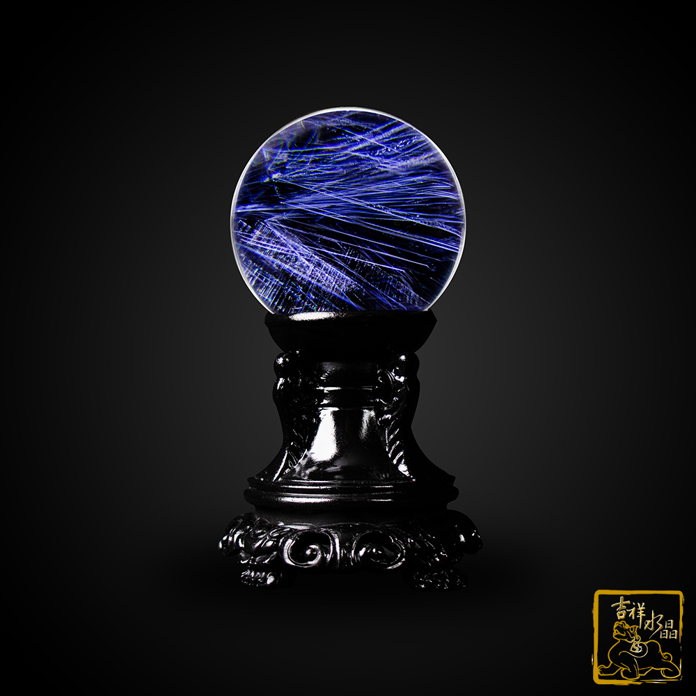 藍針全美白水晶球 6.6cm 提升運勢