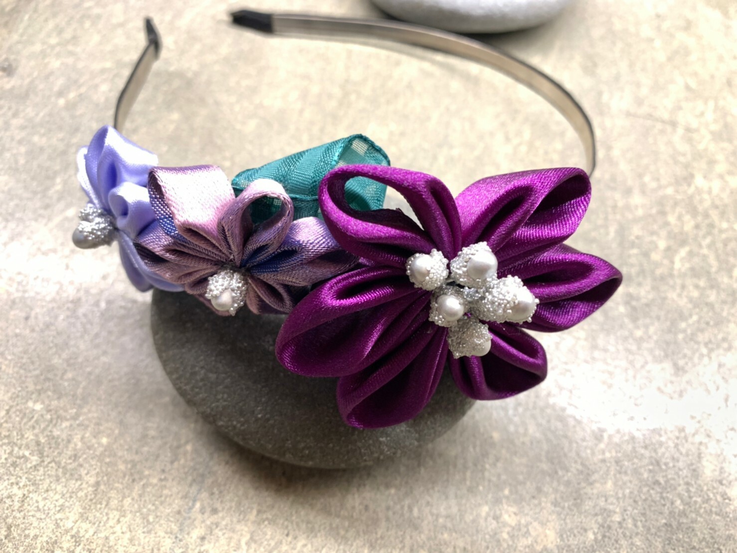 日式多瓣簪花/紫櫻/髮飾