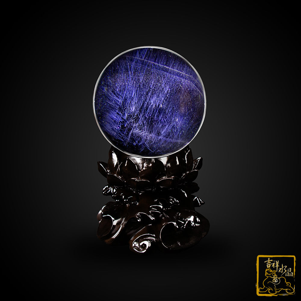 藍針全美白水晶球 7.5cm 淨化磁場