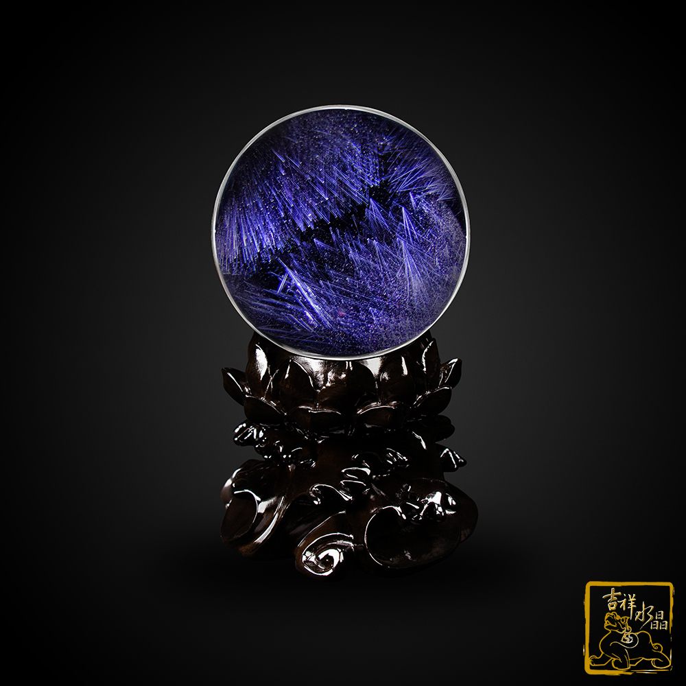 藍針全美白水晶球 7.5cm 淨化磁場