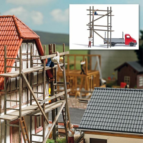 Busch 7901 HO規 Gerüstbau mit Iveco Transporter 施工鷹架與工程車