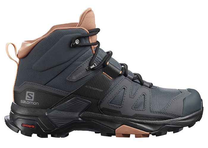 SALOMON 法國 412956 X ULTRA 4 GORE-TEX 防水中筒登山鞋 女款 黑/棕/粉 防水透氣/輕量化/鞋頭保護 33SL412956