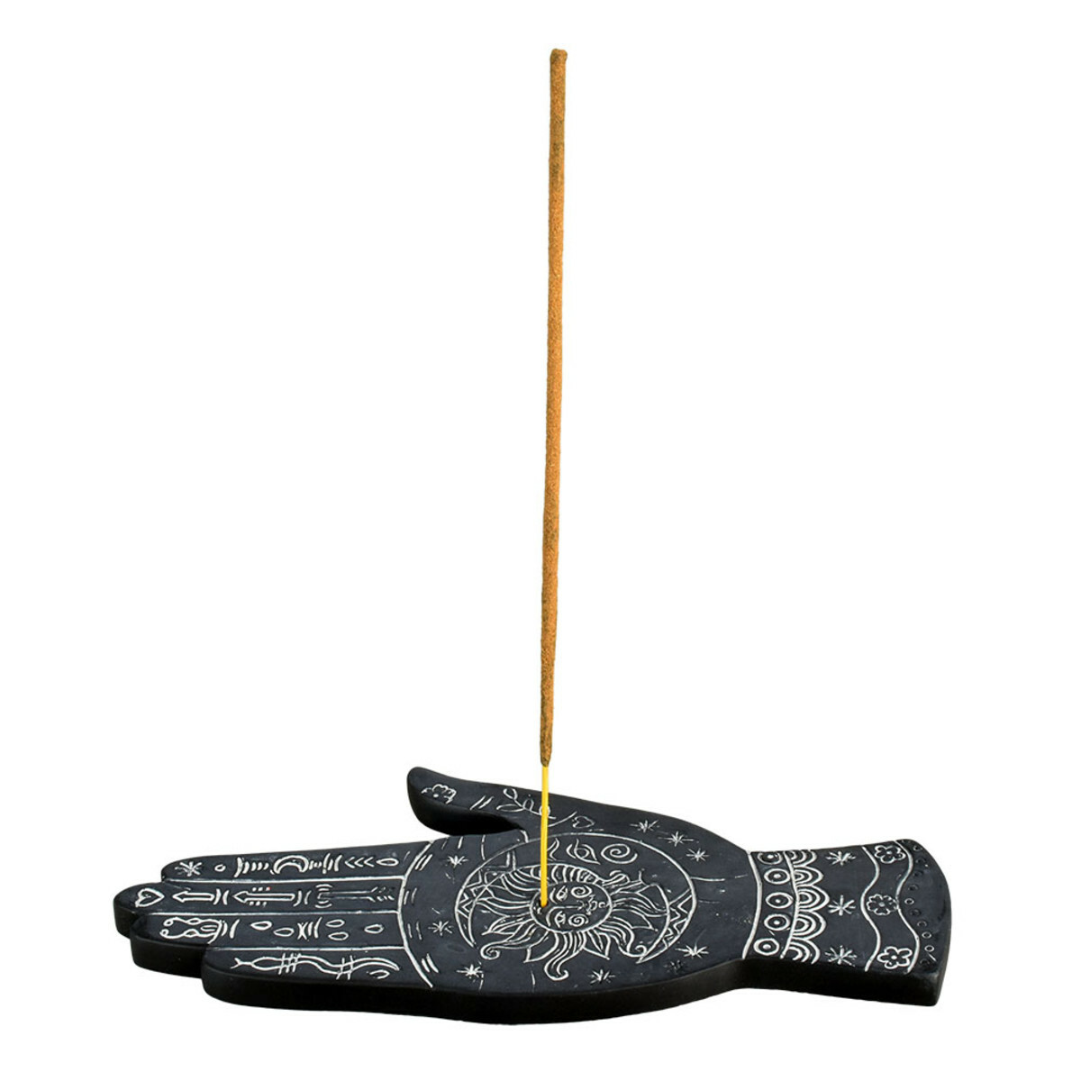 BLACK PALMISTRY POLYRESIN INCENSE BURNER