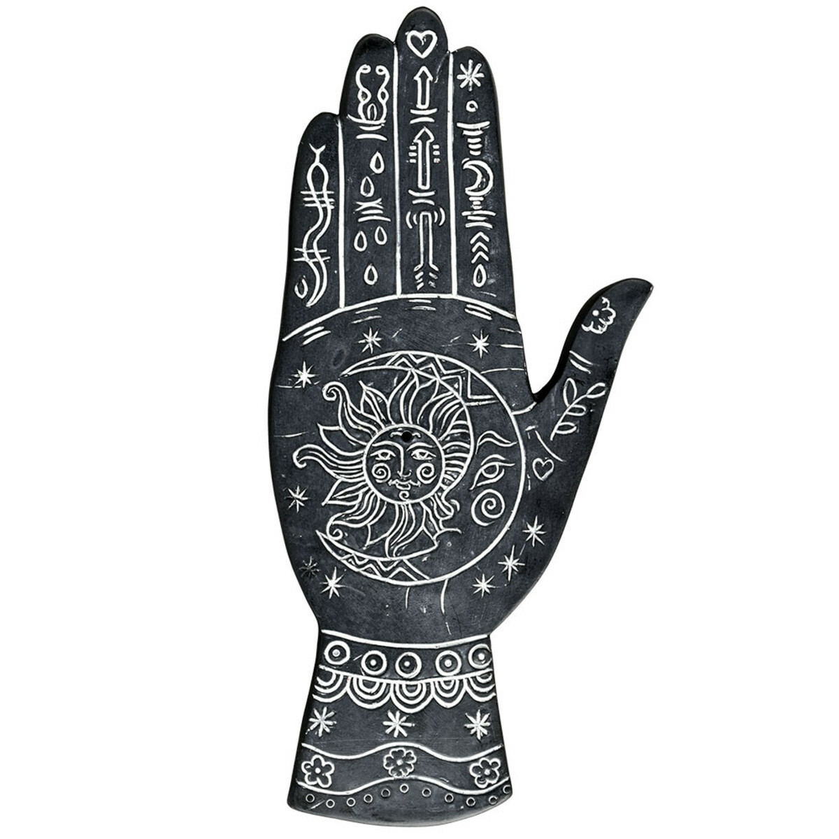 BLACK PALMISTRY POLYRESIN INCENSE BURNER
