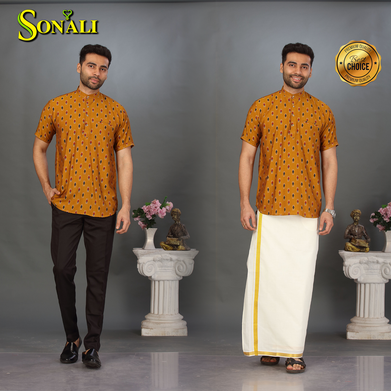 Sonali Premier Quality Family Collections Men Shirt Kurtis Women Kids Wear Kemeja Labuh Baju Sedondon Kemeja Lelaki Q1647/Q1647A/Q1648/Q1649/Q1650