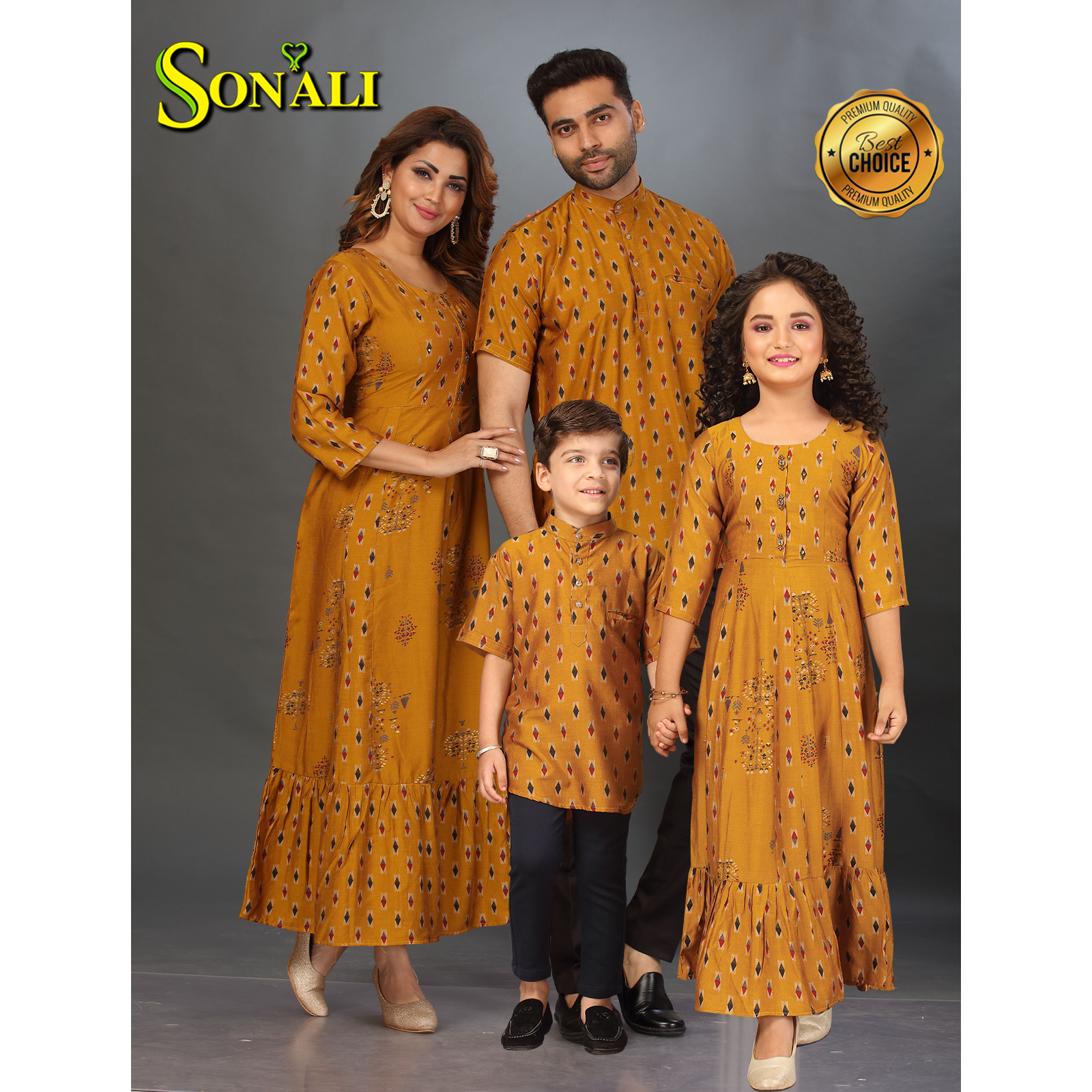 Sonali Premier Quality Family Collections Men Shirt Kurtis Women Kids Wear Kemeja Labuh Baju Sedondon Kemeja Lelaki Q1647/Q1647A/Q1648/Q1649/Q1650