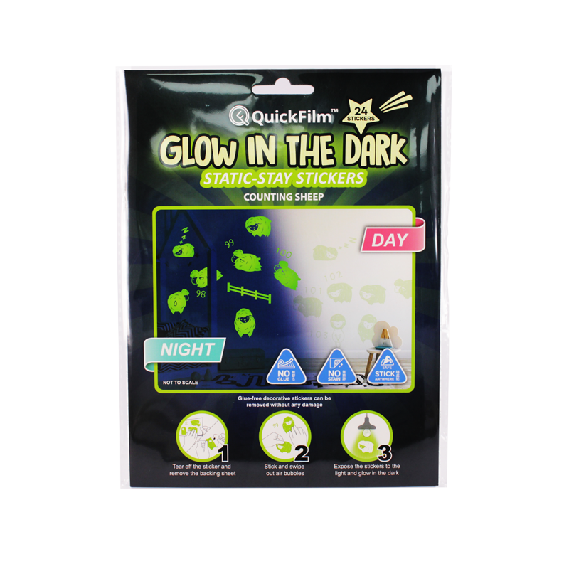 QUICKFILM glow-in-the-dark static-stay wall stickers - counting sheep