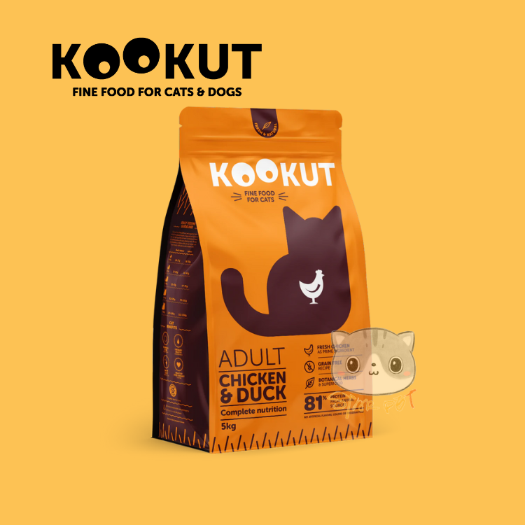 KOOKUT Chicken & Duck Cat Food 1.5kg x 2pcs (free kookut can 4pcs)
