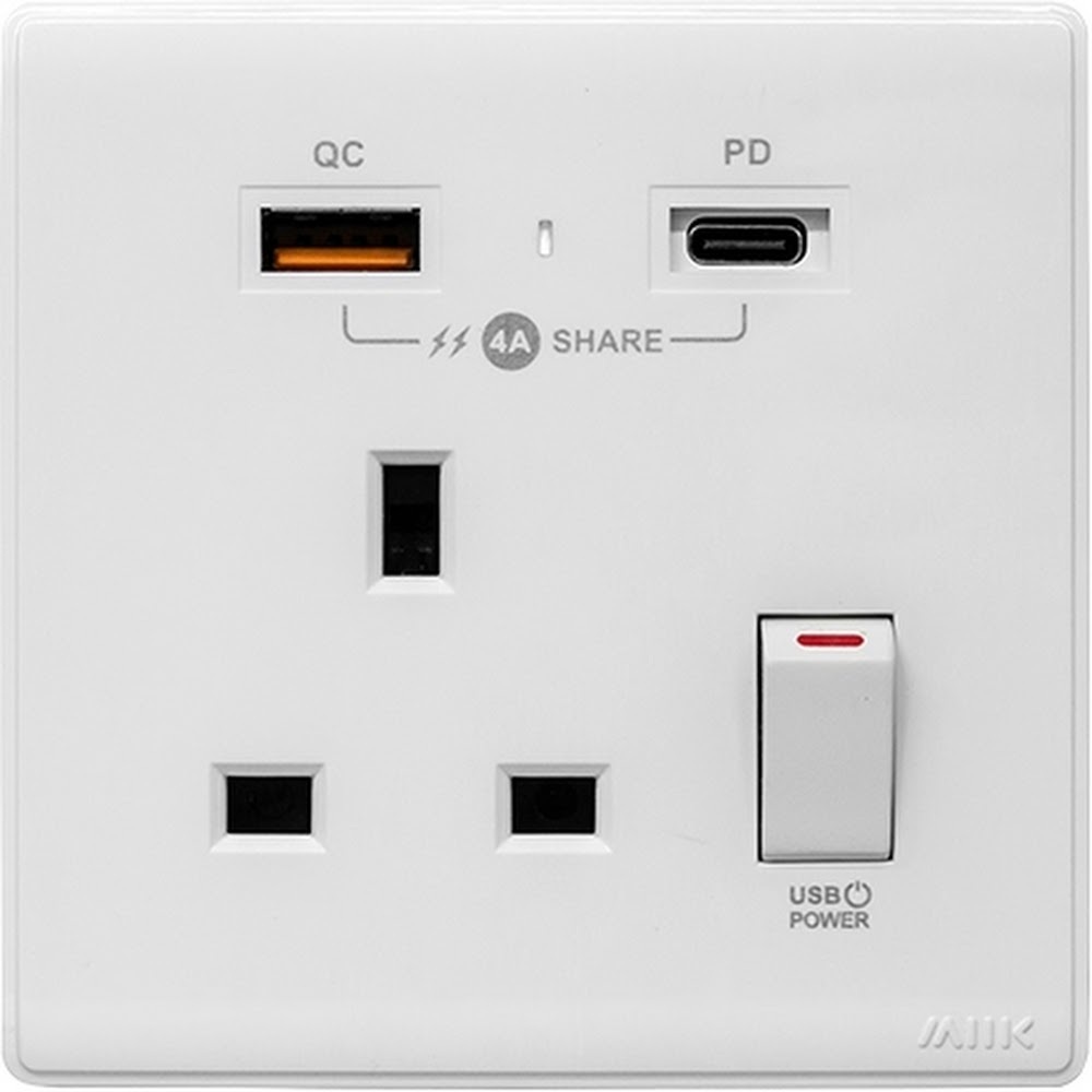 M2K 【PDQC】單蘇 Type C/USB電制 (光面白)