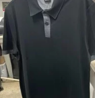 [S] DKNY SOLID PIQUE POLO SHIRT, BLACK, M1260600-BLK (SD175)