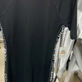 [S] DKNY CREWNECK T-SHIRT DRESS WITH FLIP LOGO TAPING, BLACK/WHITE, DP1D4481-BLW (SD179)