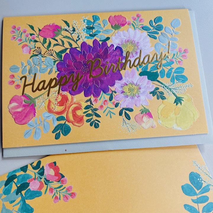 花朵 燙金萬用卡片 生日卡｜日本Greeting Life