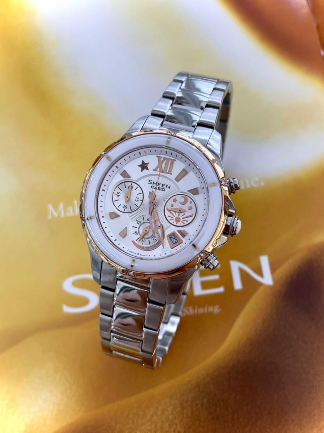 【CASIO 卡西歐】SHEEN系列 施華洛世奇陶瓷女錶 SHE-5512SG-7A 34mm 現代鐘錶