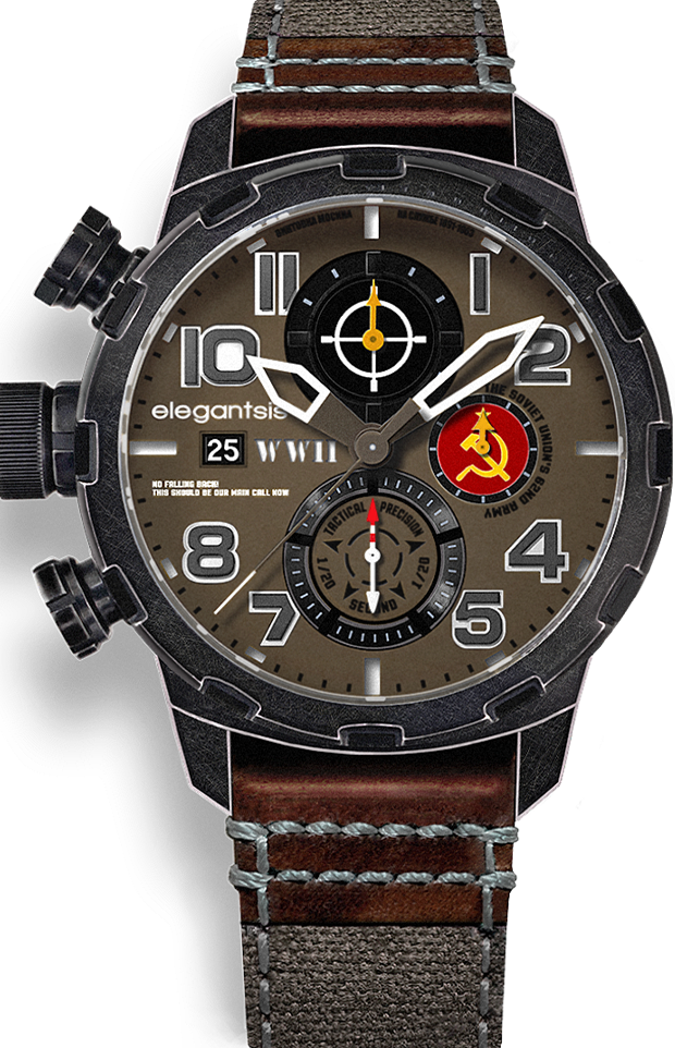 萬年鐘錶 - elegantsis 愛樂時    JF48WWII   二戰蘇聯(莫辛-納干步槍)   收藏家經典男錶  ELJF48QS-6B01LC