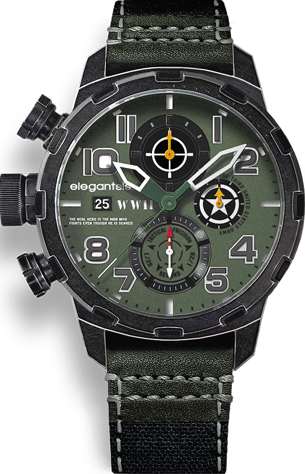 萬年鐘錶 - elegantsis 愛樂時    JF48WWII  二戰美國(M4雪曼戰車) 收藏家經典男錶  ELJF48QS-6G02LC