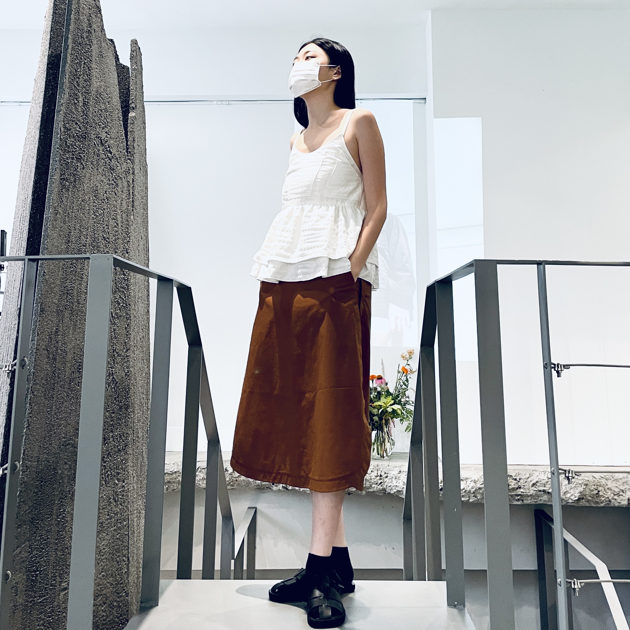 兩片式圓弧下擺鬆緊裙