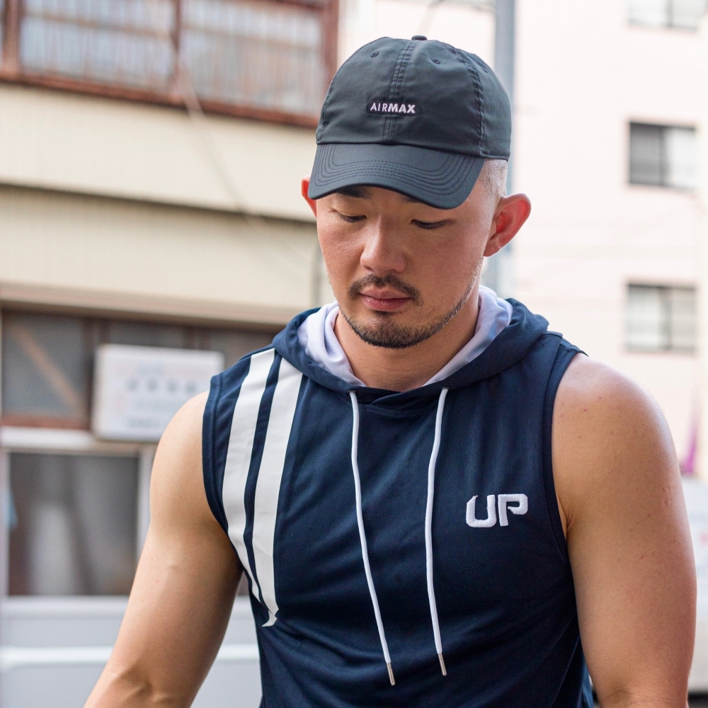 Stripe UP 連帽背心 海軍藍