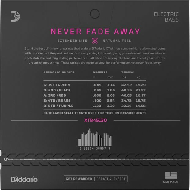 D'Addario NYXL45-130 (45130) 五弦電貝斯弦