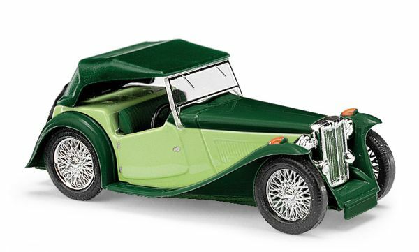 Busch 45917 HO scale MG Midget TC, Cabrio zweifarbig, Grün