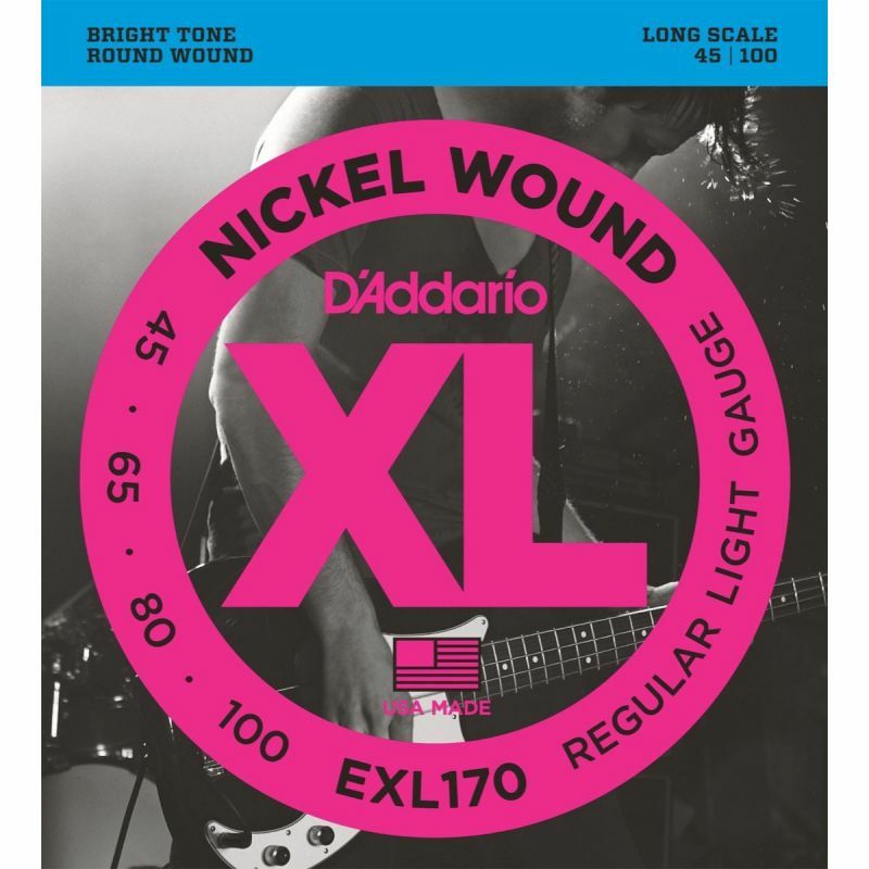 D'Addario EXL170/EXL170SL Bass弦 四弦 (45-100)(45105)鎳弦貝斯弦 (加長)
