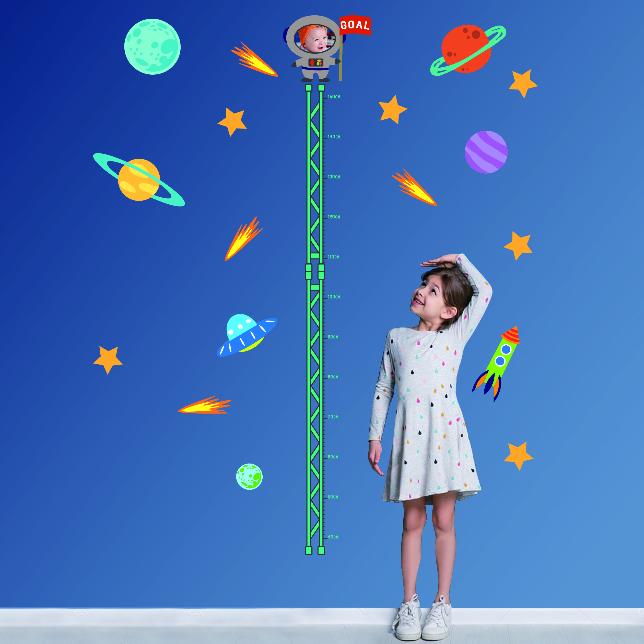 QUICKFILM static-stay growth chart stickers – space