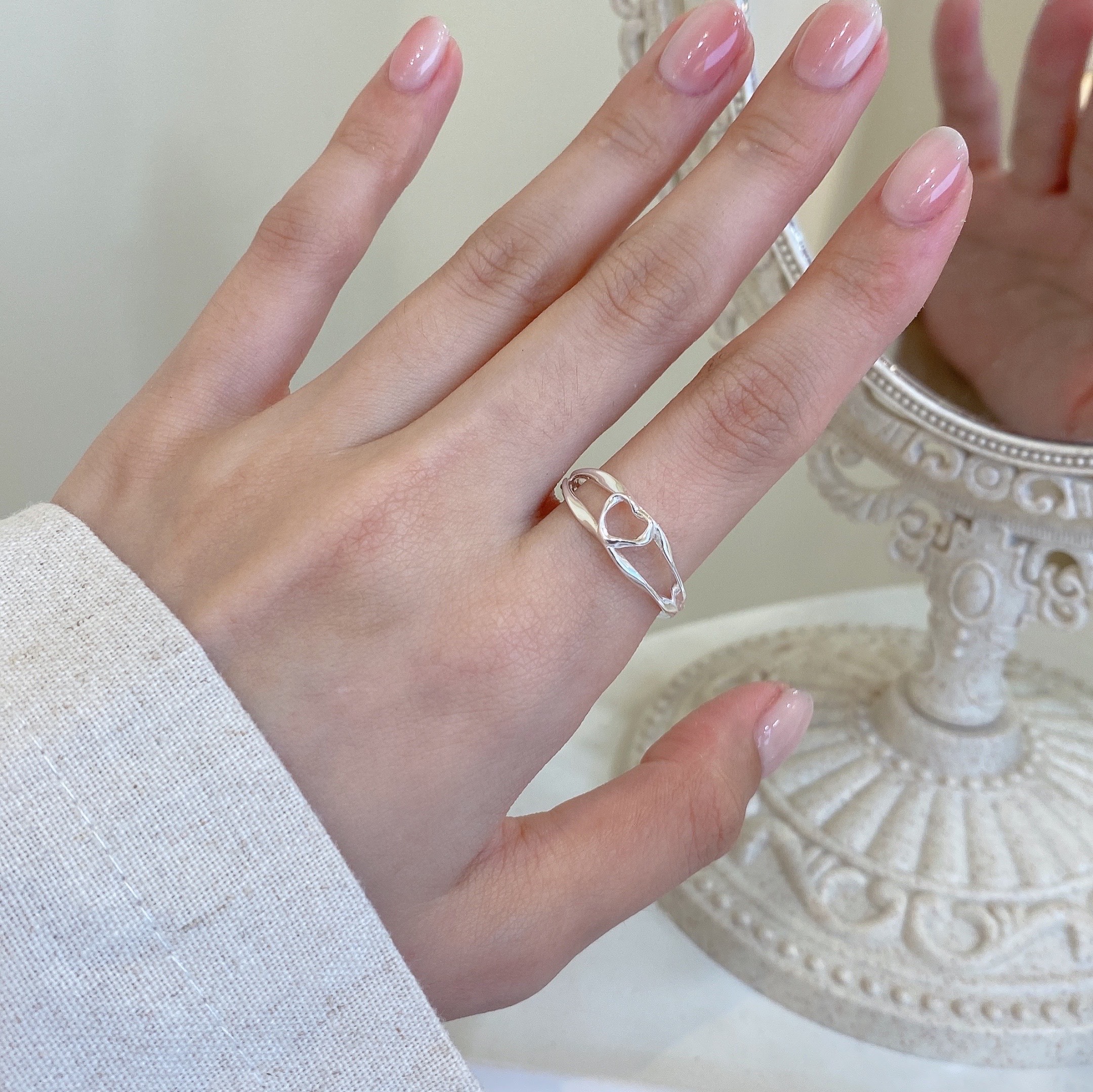 鏤空線條純銀戒指