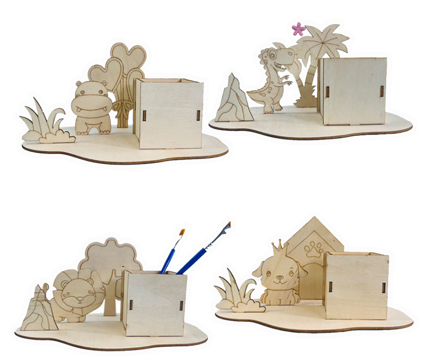 DIY木制拼圖筆筒材料包 FH171