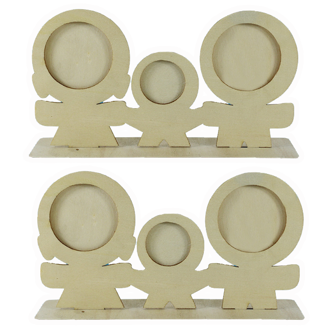 DIY木制拼圖一家三口相框 AL162