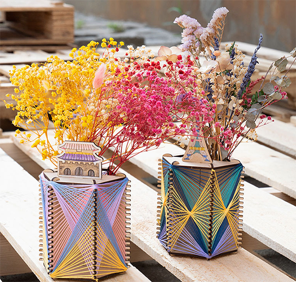 韓國設計兒童diy手工製作手繪創意立體繞線筆筒 10906