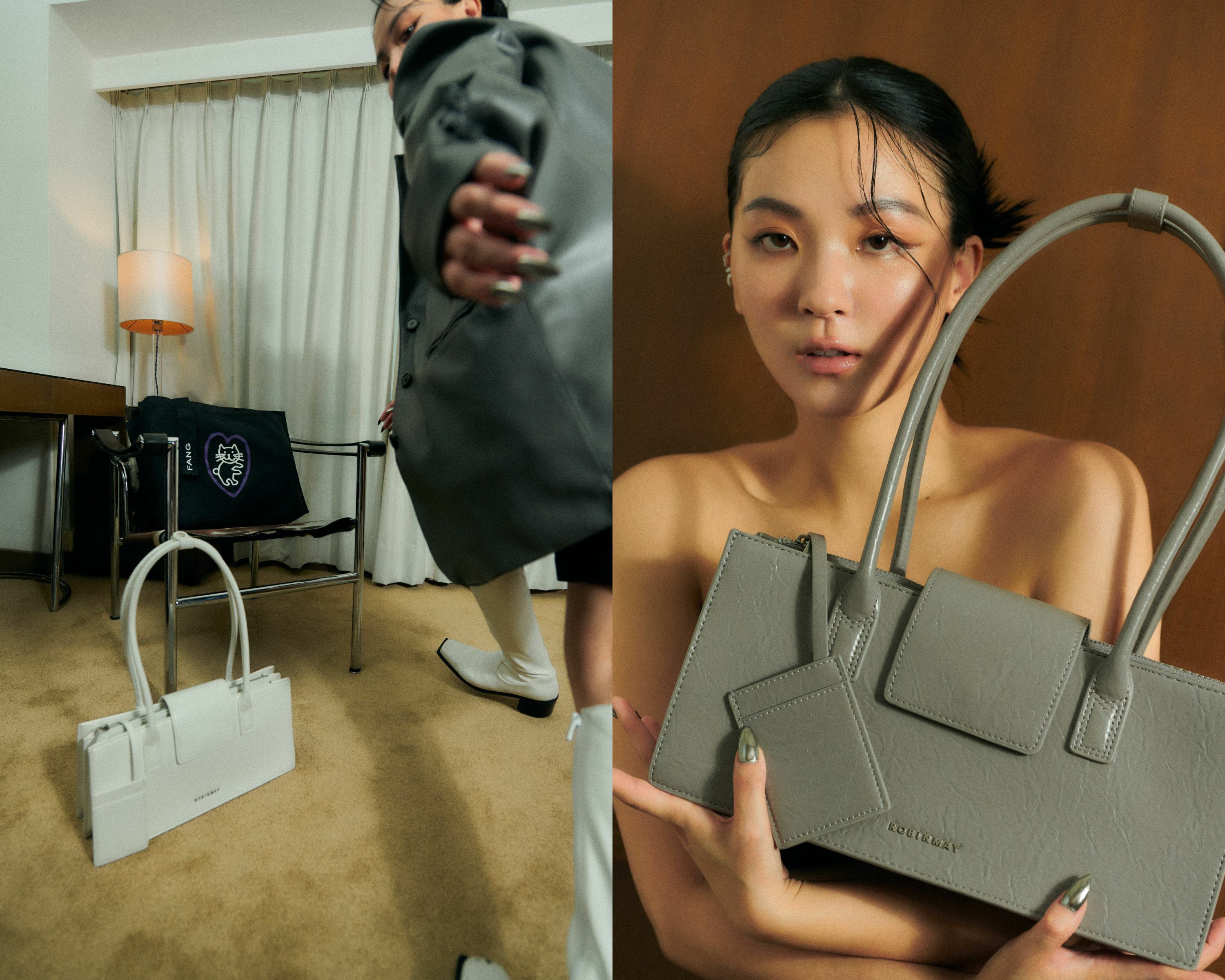 Join Me 肩背包，使用挺版手把打造肩背帶效果。