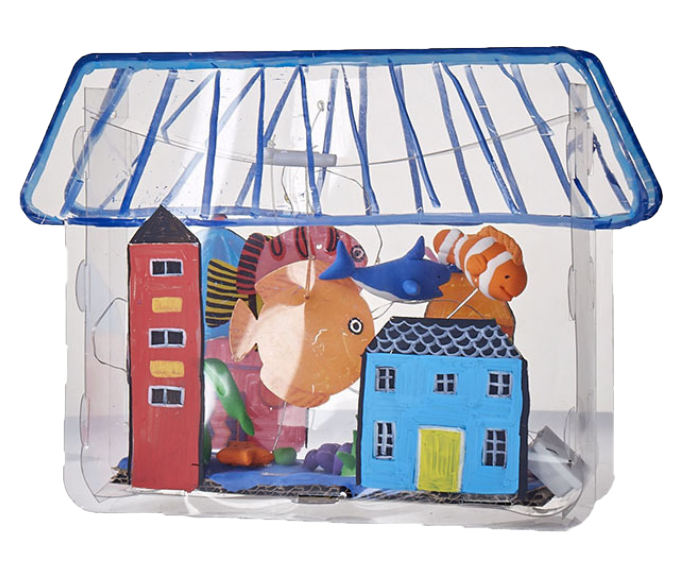 透明彩繪水族館塗鴉繪畫製作材料包 M7157