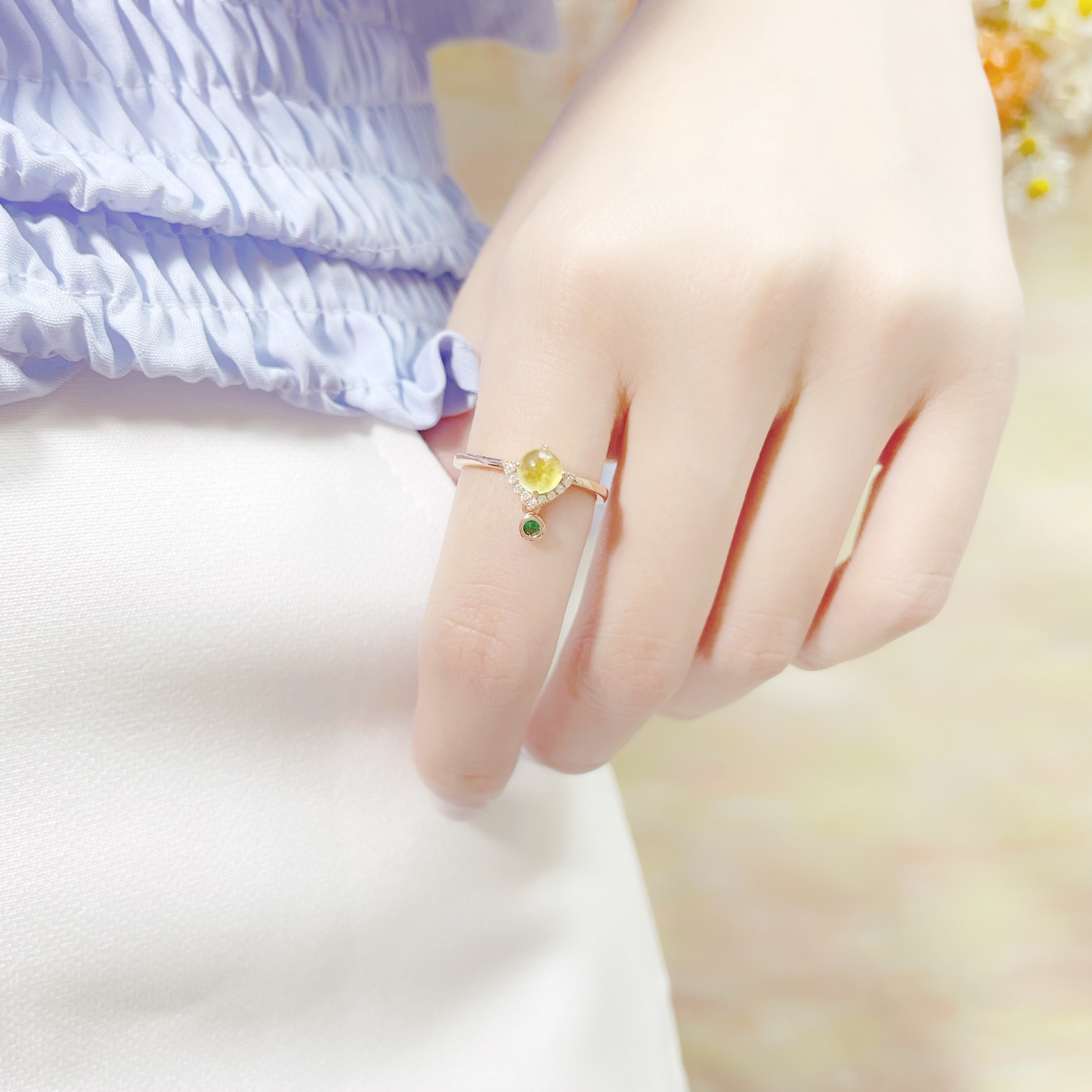 | 925 Silver・Rose Gold・Prehnite  | Little Grapes Ring | RI0426 |